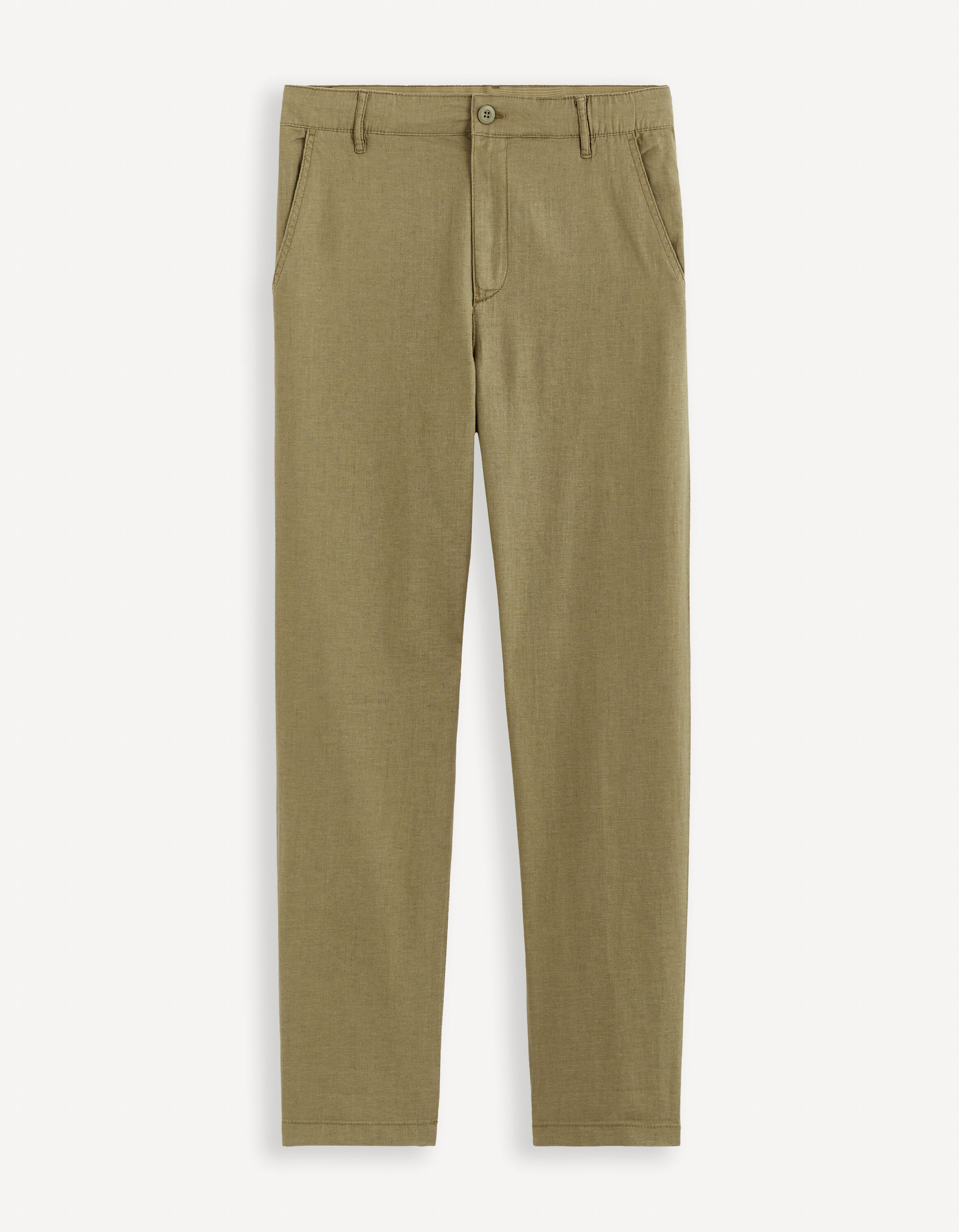 Pantalon Chino Beige En Lin/coton Stretch Mise Au Green - Taille W34 (44/46FR), Occasion Très Bon état