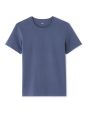 T-shirt slim col rond en coton stretch - bleu gris