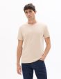 T-shirt slim col rond en coton stretch - beige