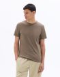 T-shirt slim col rond en coton stretch - gris taupe