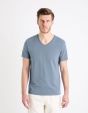T-shirt col V slim stretch - blue stone
