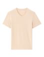 T-shirt slim col V en coton stretch - beige