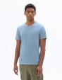 T-Shirt slim col V en coton stretch - bleu délavé