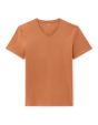 T-shirt slim col V en coton stretch - noisette