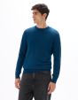 Pull col rond 100% laine mérinos - bleu
