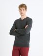 Pull col V  100% laine mérinos - anthracite