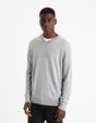 Pull col V  100% laine mérinos - gris chine