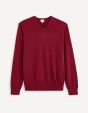 Pull col V  100% laine mérinos - rouge