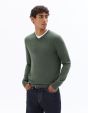 Pull col V 100% laine mérinos - vert