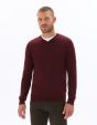 Pull col V 100% laine mérinos - rouge foncé