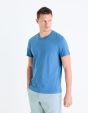 T-shirt straight col rond 100% coton - bleu ciel