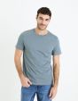 T-shirt col rond 100% coton - bleu