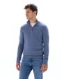 Pull col camionneur 100% coton - bleu moyen