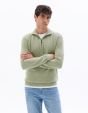 Pull à col camionneur zippé coupe slim en 100% coton - vert