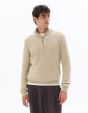 Pull col camionneur zippé slim 100% coton - beige