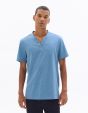 T-shirt regular col tunisien coton mélangé - bleu