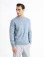 Pull col rond 100% coton - bleu