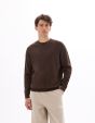 Pull col rond 100% coton - marron foncé