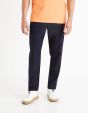 Pantalon straight en lin coton - marine