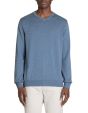Pull col v 100% coton - bleu