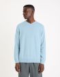 Pull col V 100% coton - bleu clair