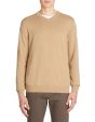 Pull col v 100% coton - beige