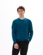 Pull col V 100% coton - bleu foncé