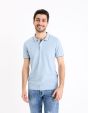 Polo piqué slim - bleu clair