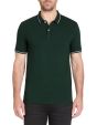 Polo slim coton stretch col contrasté - vert