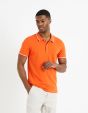 Polo piqué en coton elasthanne - orange
