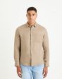 Chemise regular 100% lin - taupe