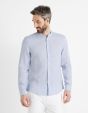 Chemise col mao regular 100% lin - bleu ciel