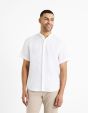 Chemise col mao regular 100% lin - blanc
