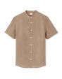 Chemisette regular col mao 100% lin - marron