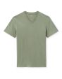 T-shirt straight col v 100% coton - vert
