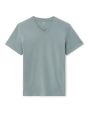 T-shirt straight col v 100% coton - vert de gris