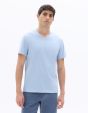 T-shirt regular col V 100% coton - bleu moyen