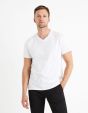 T-shirt col V 100% coton - blanc