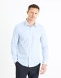 Chemise  regular coton stretch - bleu clair