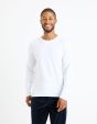 T-shirt slim en coton stretch manches longues - blanc