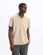 Polo regular col cubain en coton mélangé - sand