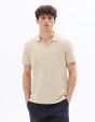Polo regular col cubain en coton mélangé - beige