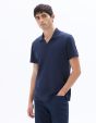 Polo regular col cubain en coton mélangé - marine