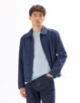 Veste zippé col chemise 100% coton - marine