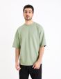 T-shirt col rond oversize coton mélangé - vert