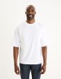 T-shirt col rond oversize coton mélangé - blanc