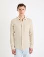 Chemise regular en gaze de coton - beige