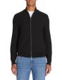 Cardigan col montant en coton - noir