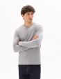 T-shirt regular coton mélangé manches longues - gris chiné