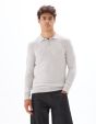 Pull col polo slim 100% coton - gris chiné